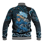 Adelaide Strikers Cricket Mascot Baseball Jacket Aboriginal Dot Art Blue And Black Tribal Pattern