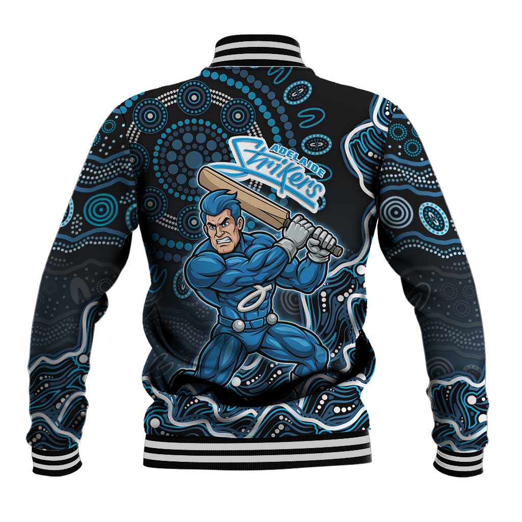 Adelaide Strikers Cricket Mascot Baseball Jacket Aboriginal Dot Art Blue And Black Tribal Pattern