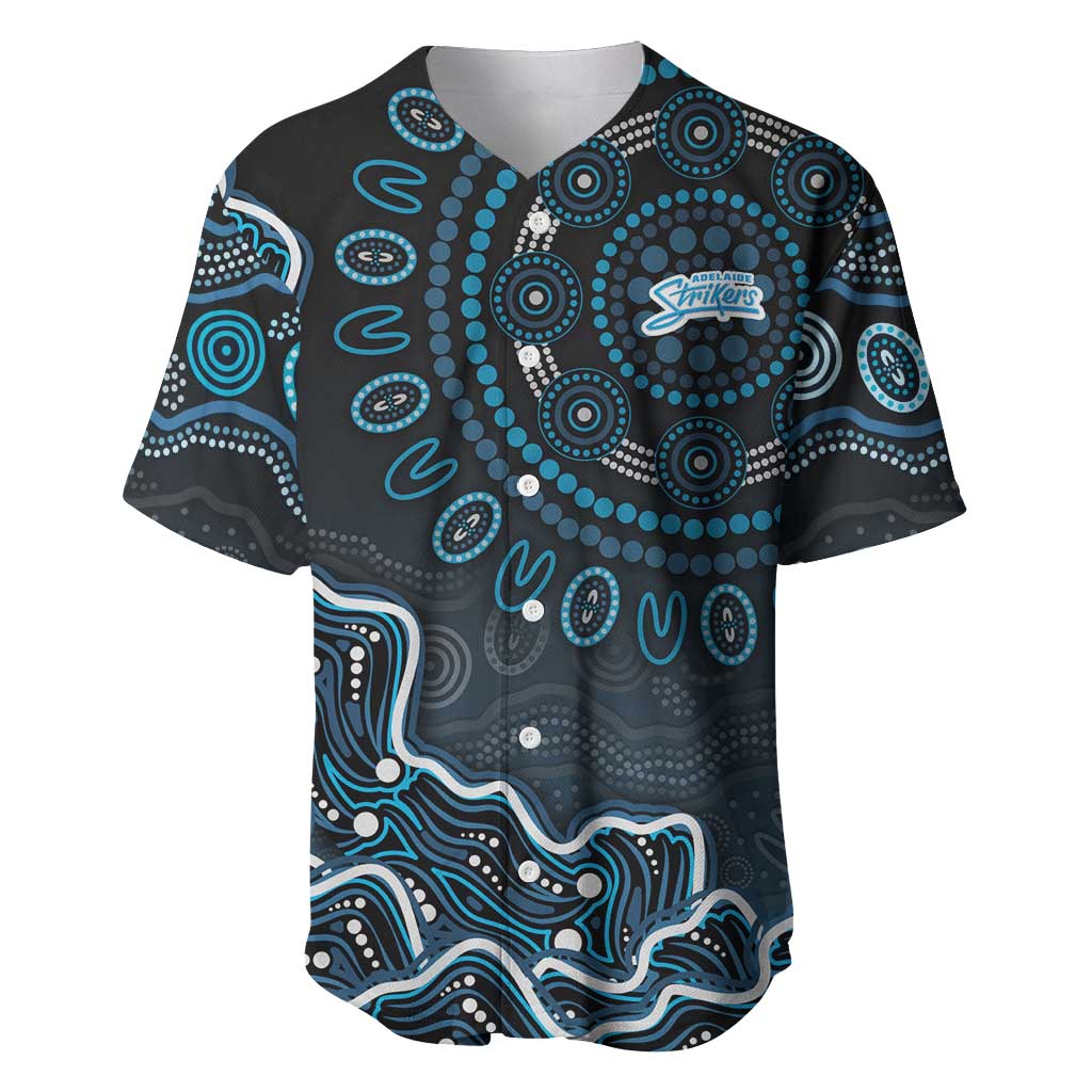 Adelaide Strikers Cricket Mascot Baseball Jersey Aboriginal Dot Art Blue And Black Tribal Pattern
