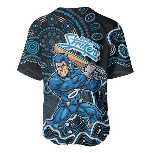 Adelaide Strikers Cricket Mascot Baseball Jersey Aboriginal Dot Art Blue And Black Tribal Pattern