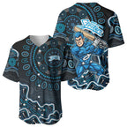 Adelaide Strikers Cricket Mascot Baseball Jersey Aboriginal Dot Art Blue And Black Tribal Pattern