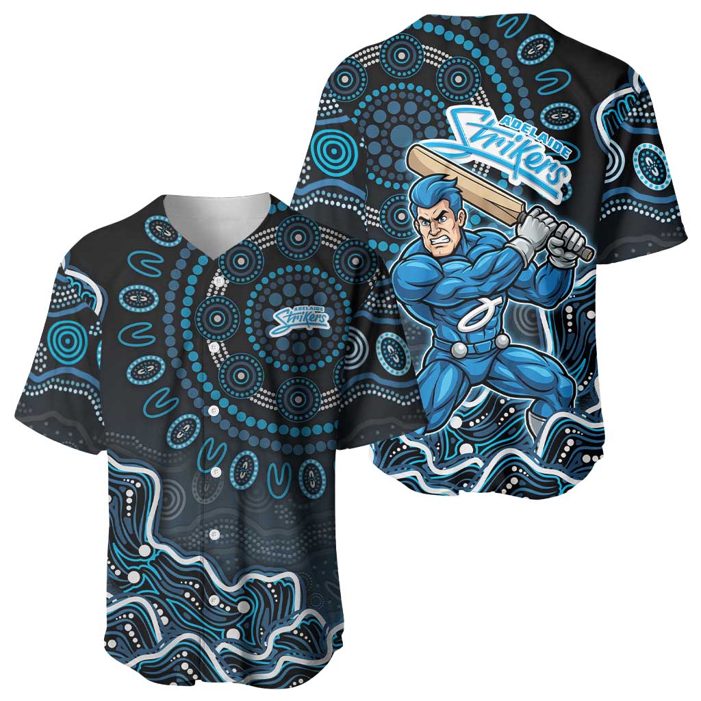 Adelaide Strikers Cricket Mascot Baseball Jersey Aboriginal Dot Art Blue And Black Tribal Pattern