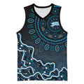 Adelaide Strikers Cricket Mascot Basketball Jersey Aboriginal Dot Art Blue And Black Tribal Pattern