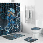 Adelaide Strikers Cricket Mascot Bathroom Set Aboriginal Dot Art Blue And Black Tribal Pattern