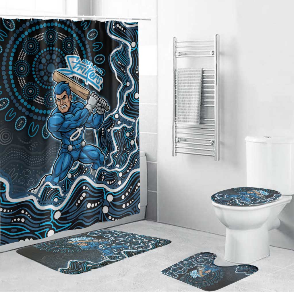 Adelaide Strikers Cricket Mascot Bathroom Set Aboriginal Dot Art Blue And Black Tribal Pattern