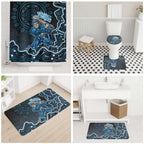 Adelaide Strikers Cricket Mascot Bathroom Set Aboriginal Dot Art Blue And Black Tribal Pattern