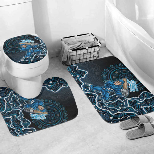 Adelaide Strikers Cricket Mascot Bathroom Set Aboriginal Dot Art Blue And Black Tribal Pattern