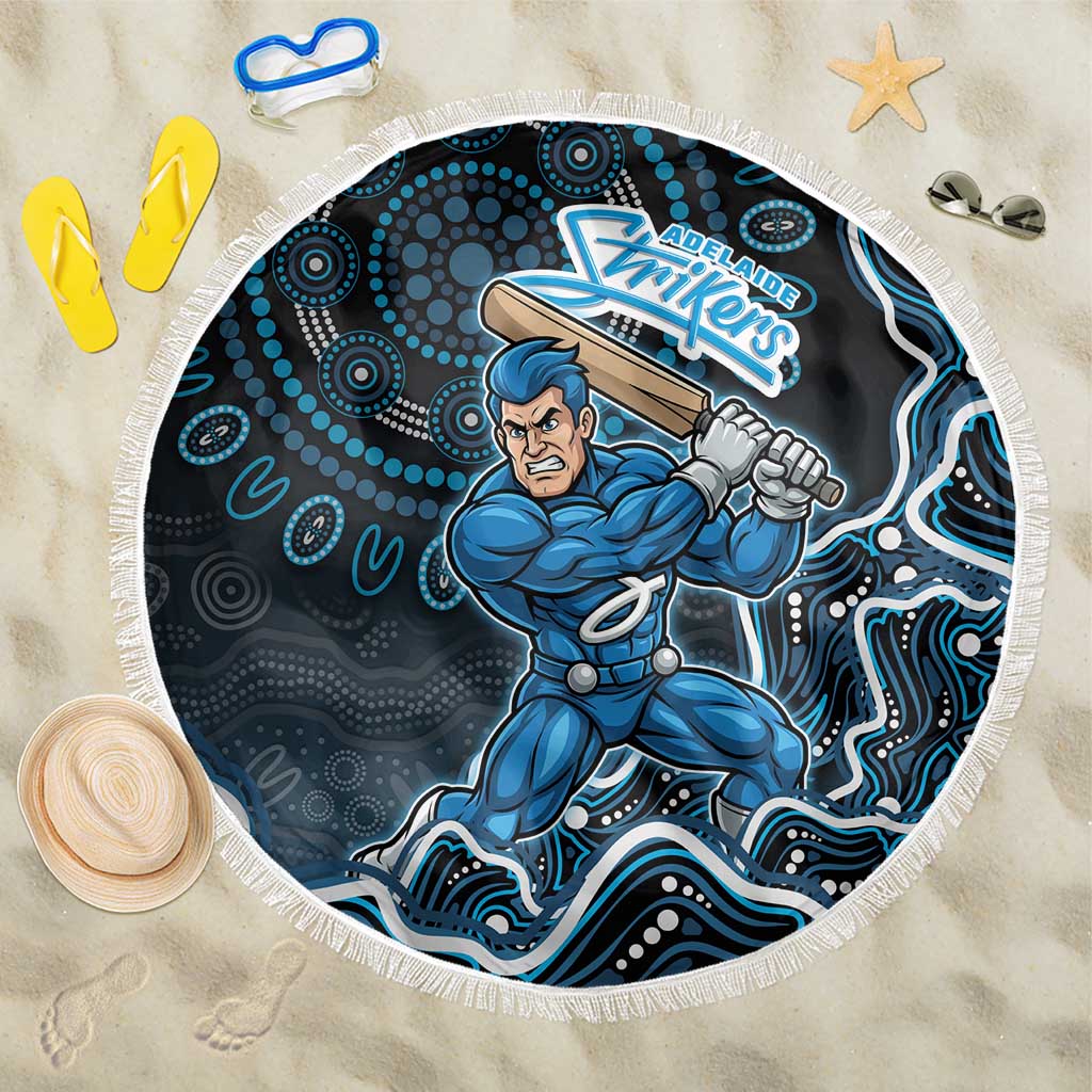 Adelaide Strikers Cricket Mascot Beach Blanket Aboriginal Dot Art Blue And Black Tribal Pattern