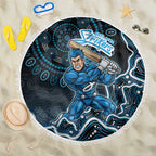 Adelaide Strikers Cricket Mascot Beach Blanket Aboriginal Dot Art Blue And Black Tribal Pattern