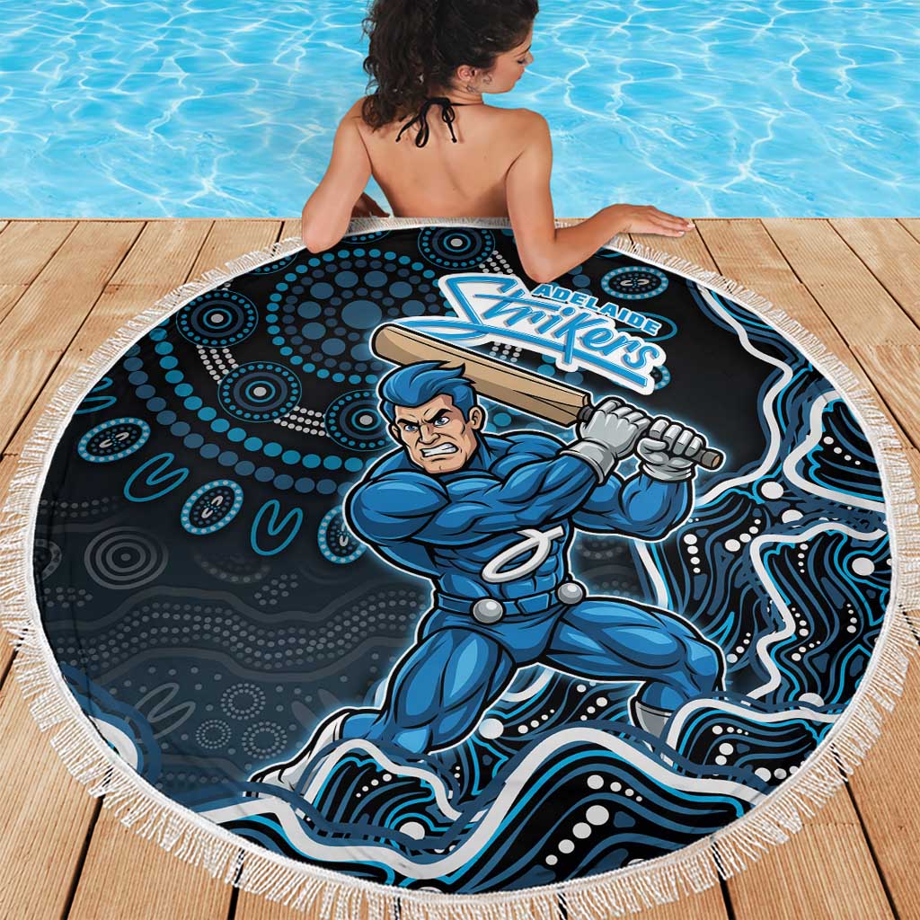 Adelaide Strikers Cricket Mascot Beach Blanket Aboriginal Dot Art Blue And Black Tribal Pattern