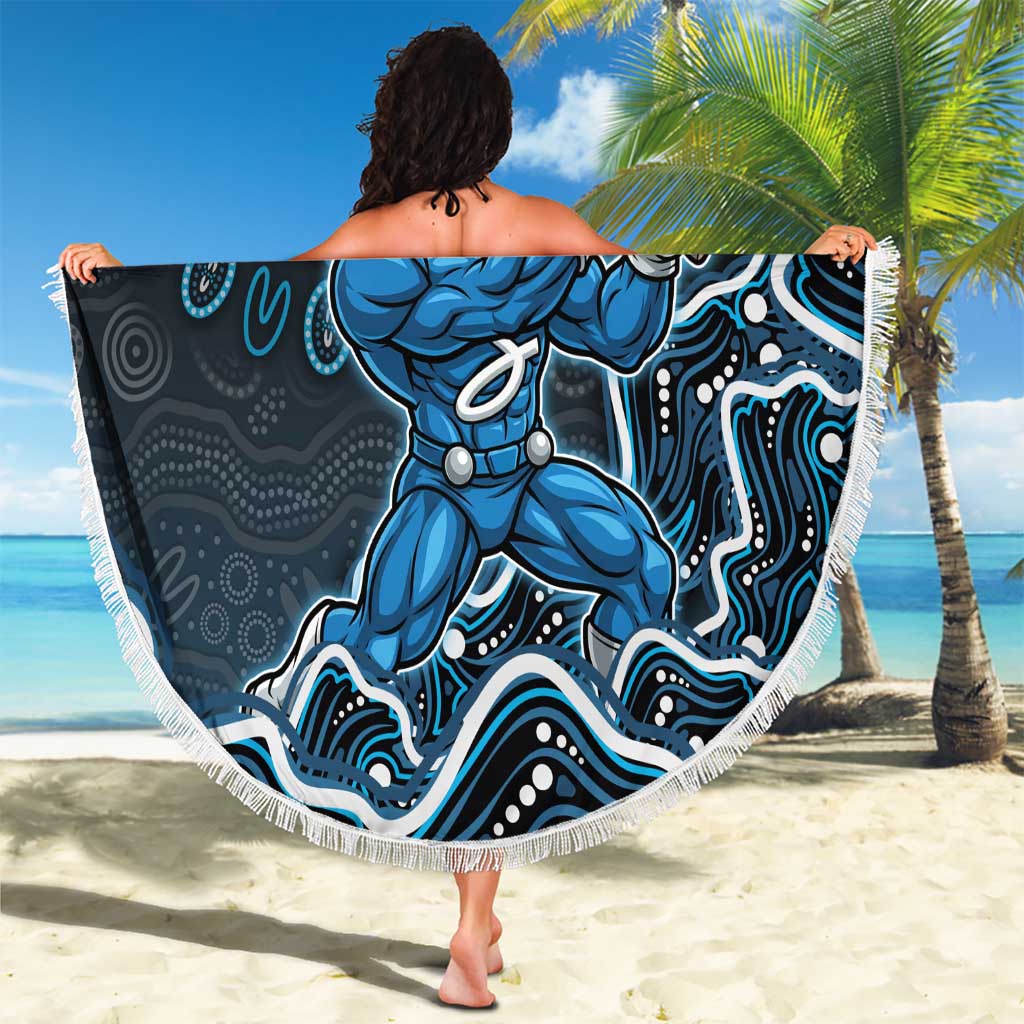 Adelaide Strikers Cricket Mascot Beach Blanket Aboriginal Dot Art Blue And Black Tribal Pattern