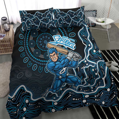 Adelaide Strikers Cricket Mascot Bedding Set Aboriginal Dot Art Blue And Black Tribal Pattern