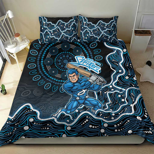 Adelaide Strikers Cricket Mascot Bedding Set Aboriginal Dot Art Blue And Black Tribal Pattern