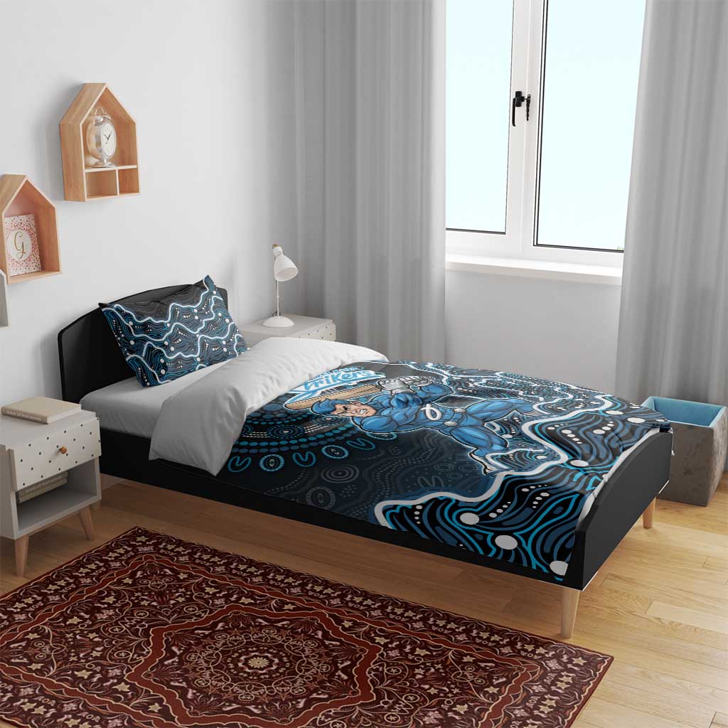 Adelaide Strikers Cricket Mascot Bedding Set Aboriginal Dot Art Blue And Black Tribal Pattern