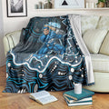 Adelaide Strikers Cricket Mascot Blanket Aboriginal Dot Art Blue And Black Tribal Pattern