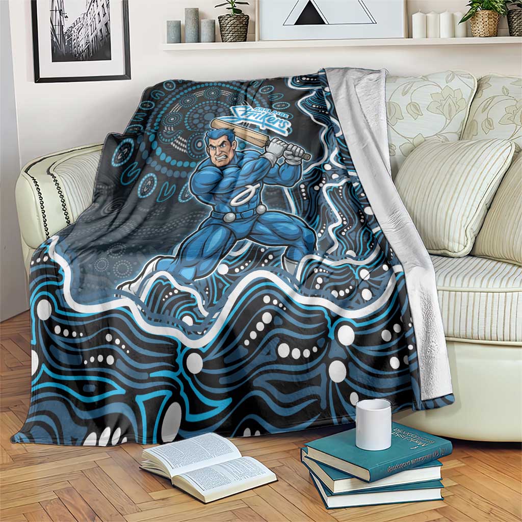 Adelaide Strikers Cricket Mascot Blanket Aboriginal Dot Art Blue And Black Tribal Pattern