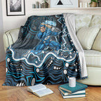 Adelaide Strikers Cricket Mascot Blanket Aboriginal Dot Art Blue And Black Tribal Pattern