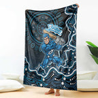 Adelaide Strikers Cricket Mascot Blanket Aboriginal Dot Art Blue And Black Tribal Pattern