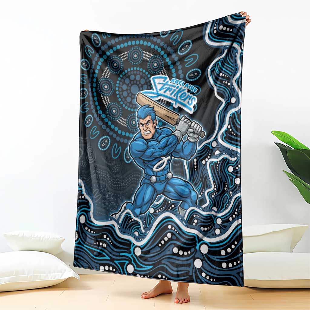 Adelaide Strikers Cricket Mascot Blanket Aboriginal Dot Art Blue And Black Tribal Pattern