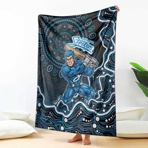 Adelaide Strikers Cricket Mascot Blanket Aboriginal Dot Art Blue And Black Tribal Pattern