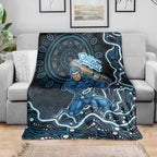 Adelaide Strikers Cricket Mascot Blanket Aboriginal Dot Art Blue And Black Tribal Pattern