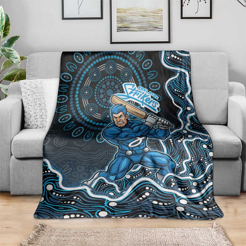 Adelaide Strikers Cricket Mascot Blanket Aboriginal Dot Art Blue And Black Tribal Pattern