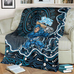 Adelaide Strikers Cricket Mascot Blanket Aboriginal Dot Art Blue And Black Tribal Pattern