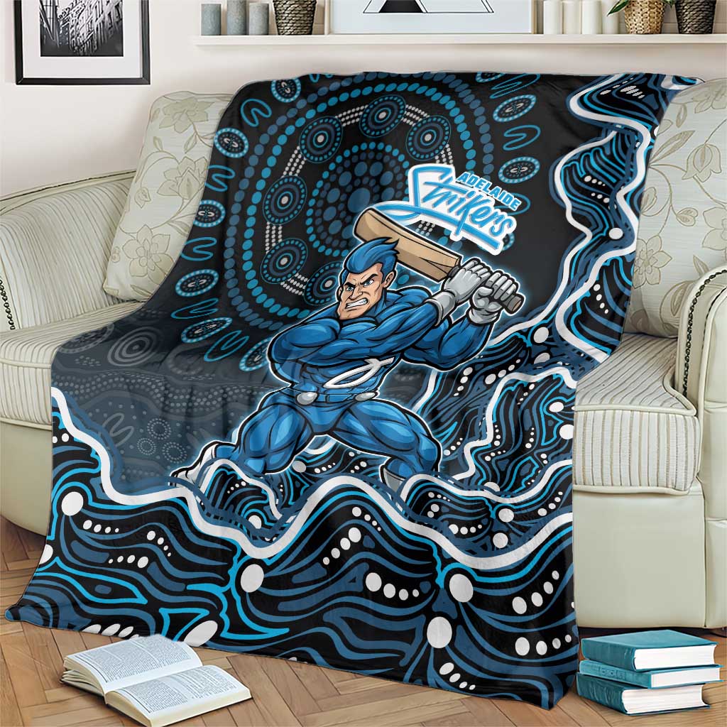 Adelaide Strikers Cricket Mascot Blanket Aboriginal Dot Art Blue And Black Tribal Pattern