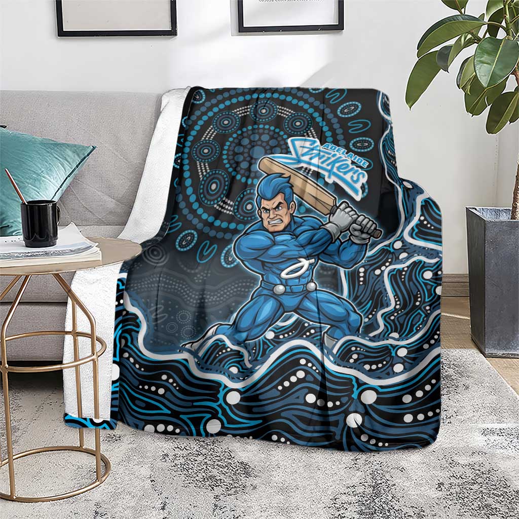 Adelaide Strikers Cricket Mascot Blanket Aboriginal Dot Art Blue And Black Tribal Pattern