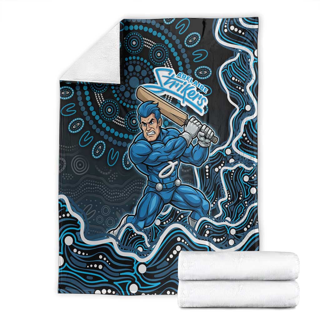 Adelaide Strikers Cricket Mascot Blanket Aboriginal Dot Art Blue And Black Tribal Pattern