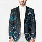 Adelaide Strikers Cricket Mascot Blazer Aboriginal Dot Art Blue And Black Tribal Pattern