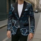 Adelaide Strikers Cricket Mascot Blazer Aboriginal Dot Art Blue And Black Tribal Pattern