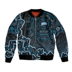 Adelaide Strikers Cricket Mascot Bomber Jacket Aboriginal Dot Art Blue And Black Tribal Pattern