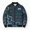 Adelaide Strikers Cricket Mascot Bomber Puffer Jacket Aboriginal Dot Art Blue And Black Tribal Pattern