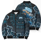 Adelaide Strikers Cricket Mascot Bomber Puffer Jacket Aboriginal Dot Art Blue And Black Tribal Pattern