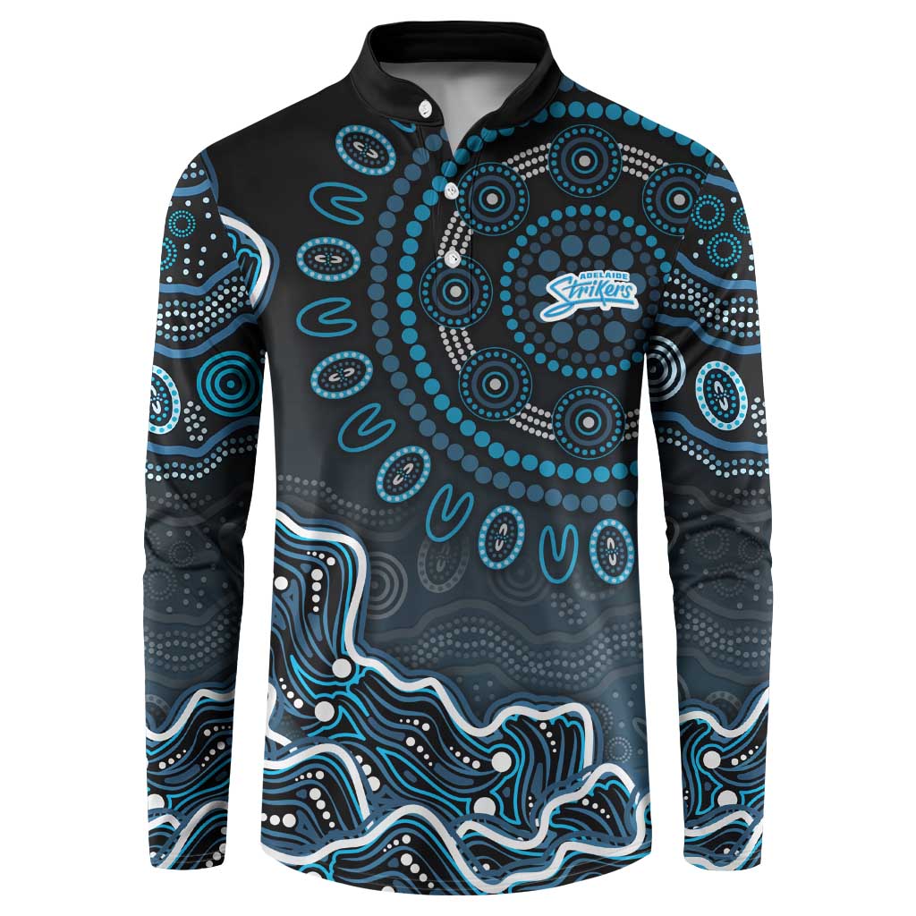 Adelaide Strikers Cricket Mascot Button Sweatshirt Aboriginal Dot Art Blue And Black Tribal Pattern