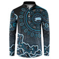 Adelaide Strikers Cricket Mascot Button Sweatshirt Aboriginal Dot Art Blue And Black Tribal Pattern