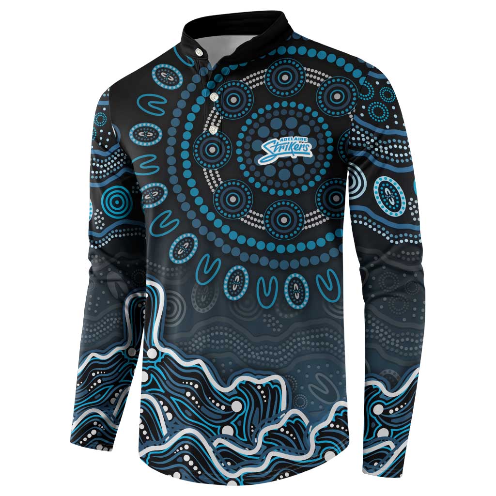 Adelaide Strikers Cricket Mascot Button Sweatshirt Aboriginal Dot Art Blue And Black Tribal Pattern