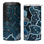 Adelaide Strikers Cricket Mascot 4 in 1 Can Cooler Tumbler Aboriginal Dot Art Blue And Black Tribal Pattern