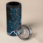 Adelaide Strikers Cricket Mascot 4 in 1 Can Cooler Tumbler Aboriginal Dot Art Blue And Black Tribal Pattern
