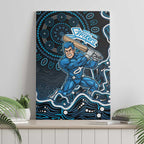 Adelaide Strikers Cricket Mascot Canvas Wall Art Aboriginal Dot Art Blue And Black Tribal Pattern