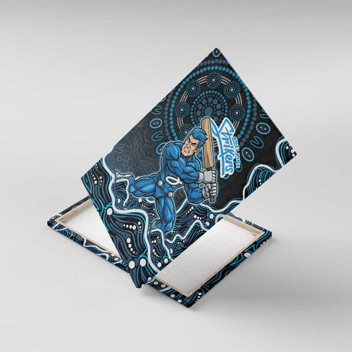 Adelaide Strikers Cricket Mascot Canvas Wall Art Aboriginal Dot Art Blue And Black Tribal Pattern