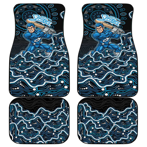 Adelaide Strikers Cricket Mascot Car Mats Aboriginal Dot Art Blue And Black Tribal Pattern