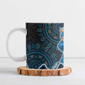Adelaide Strikers Cricket Mascot Ceramic Mug Aboriginal Dot Art Blue And Black Tribal Pattern