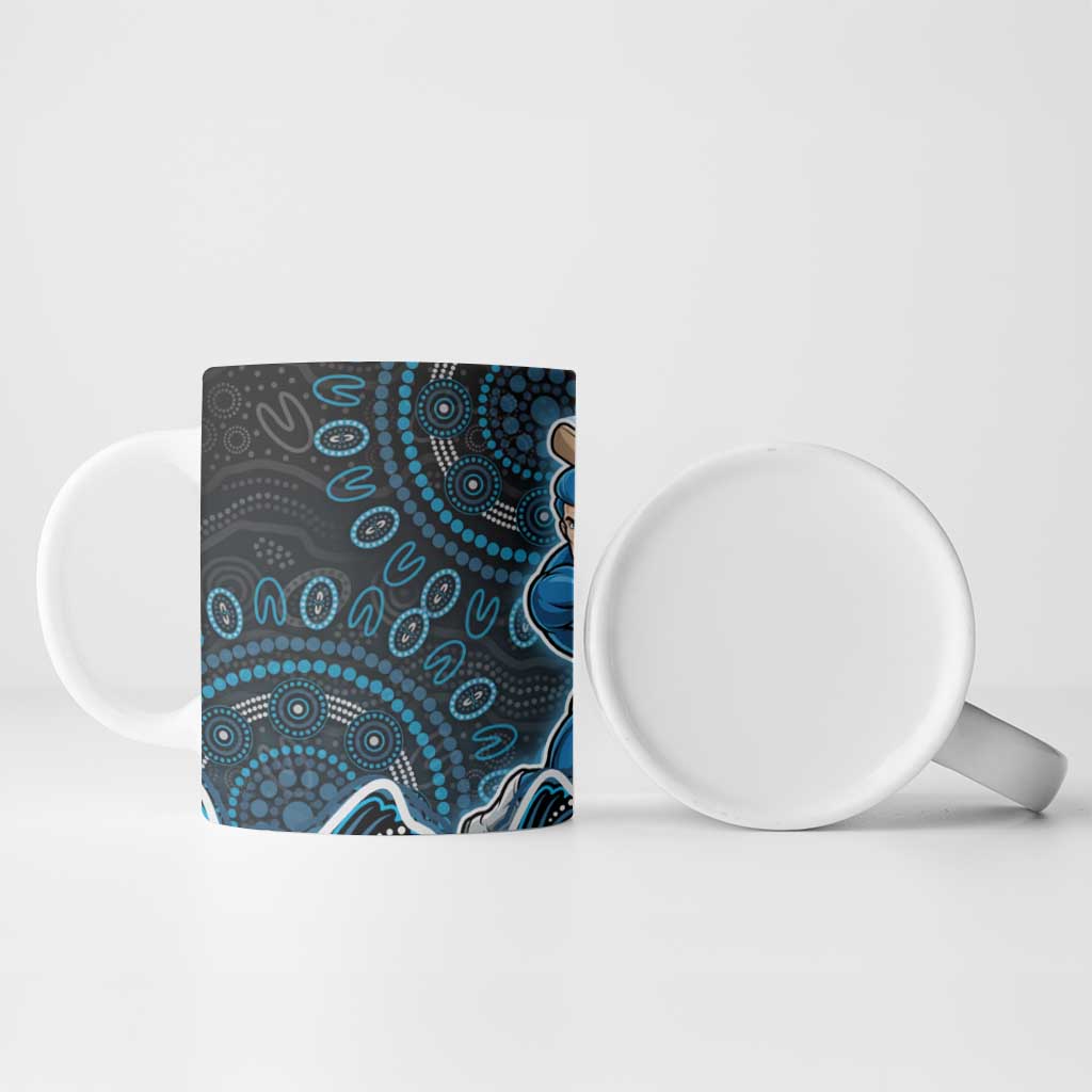 Adelaide Strikers Cricket Mascot Ceramic Mug Aboriginal Dot Art Blue And Black Tribal Pattern