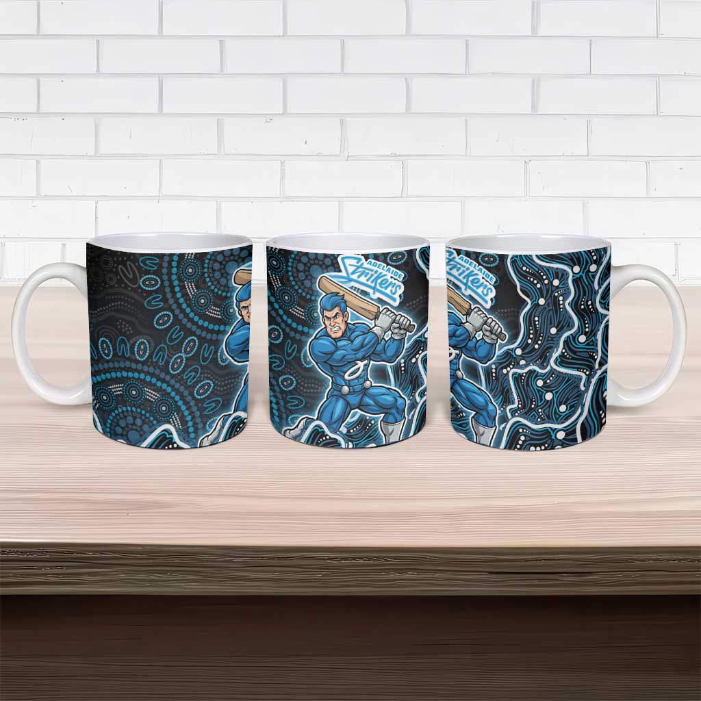 Adelaide Strikers Cricket Mascot Ceramic Mug Aboriginal Dot Art Blue And Black Tribal Pattern