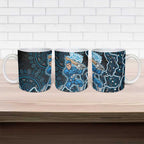 Adelaide Strikers Cricket Mascot Ceramic Mug Aboriginal Dot Art Blue And Black Tribal Pattern