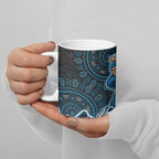 Adelaide Strikers Cricket Mascot Ceramic Mug Aboriginal Dot Art Blue And Black Tribal Pattern