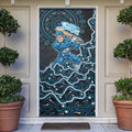 Adelaide Strikers Cricket Mascot Door Cover Aboriginal Dot Art Blue And Black Tribal Pattern