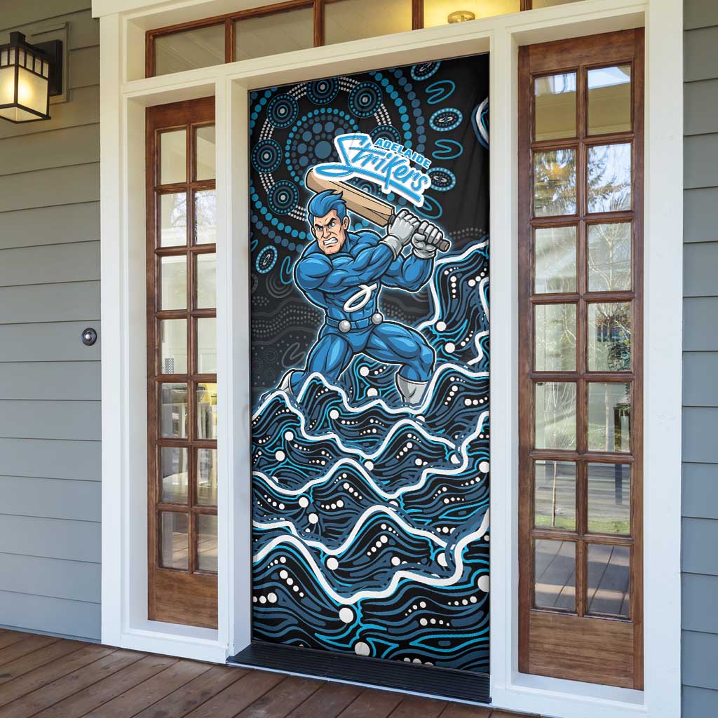 Adelaide Strikers Cricket Mascot Door Cover Aboriginal Dot Art Blue And Black Tribal Pattern